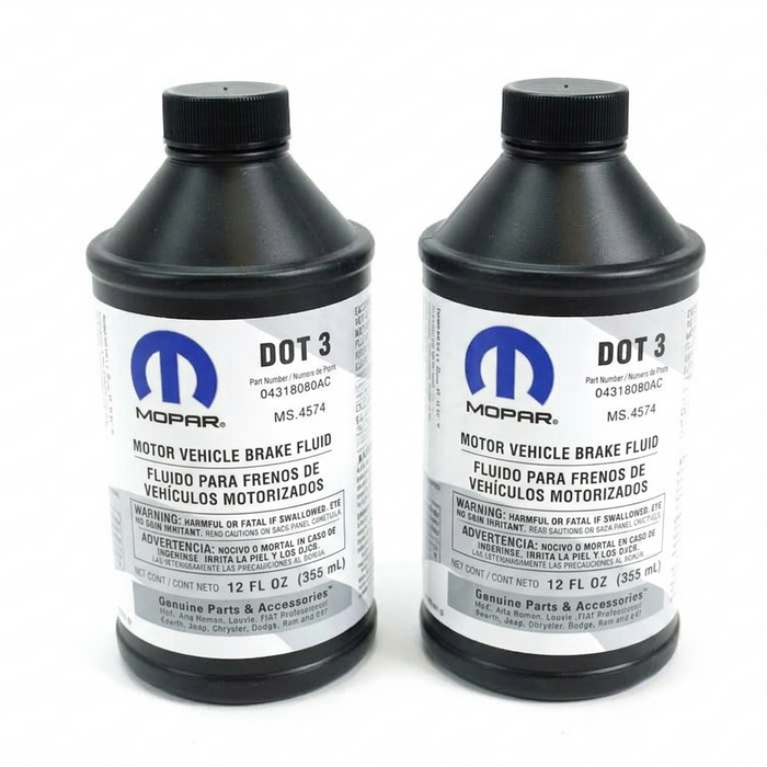 New Genuine Mopar Brake Fluid Dot 3 12oz. Set (x2) (1992-2026) OE 04318080AD