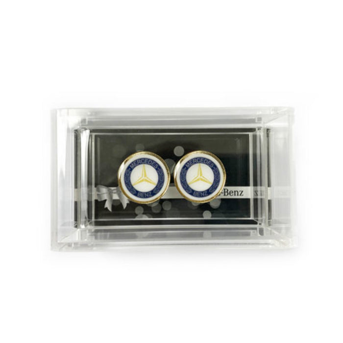 Genuine Mercedes-Benz Classic Round Cufflinks Gold Blue Silver OE 1520693