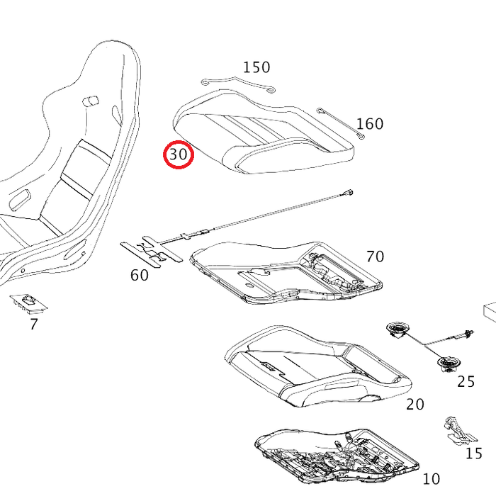 Genuine Mercedes-Benz Front Seat Cushion Bottom Cover Left Black 20791020469E43