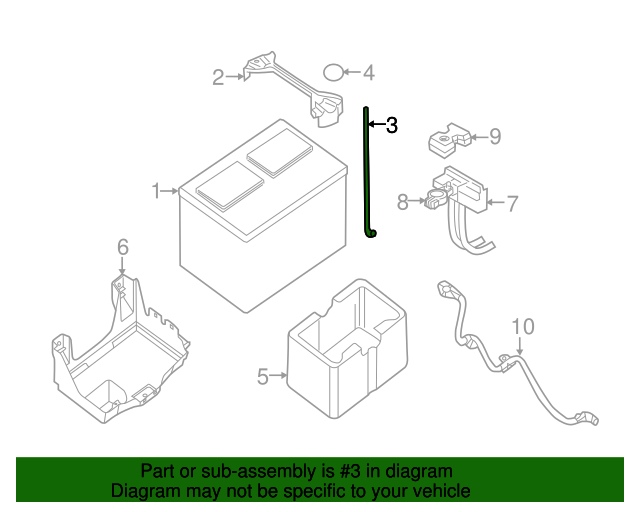 Genuine Nissan Rod-Battery Fix OEM 244258990B