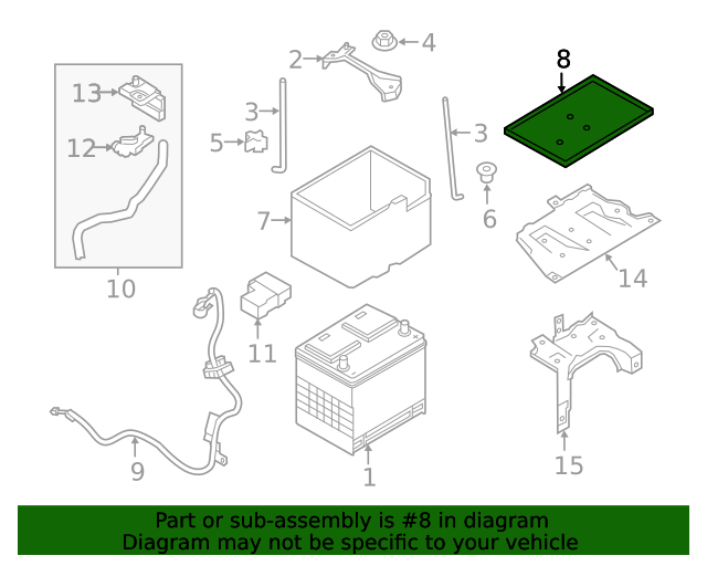 New Genuine Nissan Tray-Battery 244283Z000 / 24428-3Z000 OEM