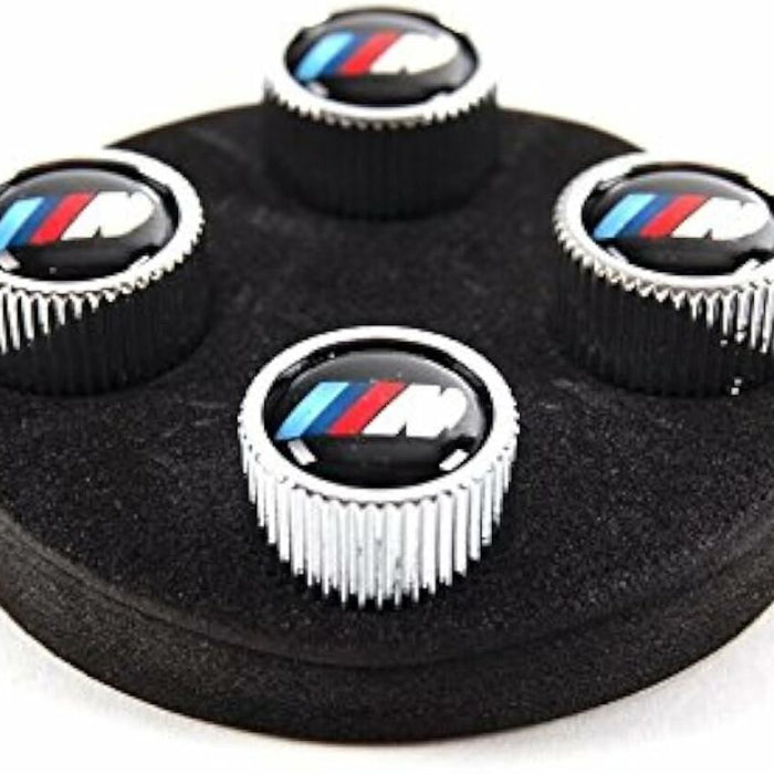 New Genuine BMW M Valve Stem Caps Set Silver (2006-2020) OE 36110421543