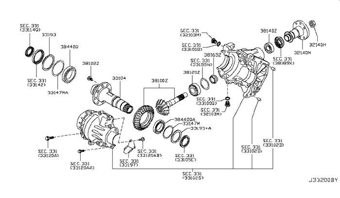 New Genuine Nissan Bearing Spacer, Drive Pinion OE 38166CA010