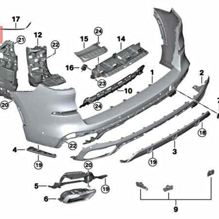 New Genuine BMW X5 Rear Bumper Bracket Mount Left (2019-2023) OE 51128069247