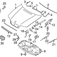 New Genuine BMW Hood Catch End Support (1999-2006) OE 51238229796