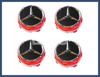 New Genuine Mercedes-Benz Center Cap Wheel Hub Cover Red Black Set (x4) OE
