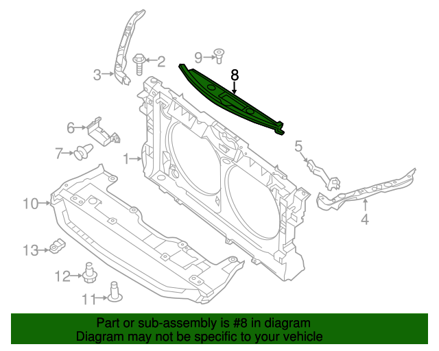Genuine Nissan Upper Moulding-Front Bumper OEM 620783TA0B