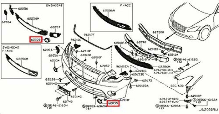 New Genuine Infiniti Front Bumper Fog Light Trim Left (2009-2015) OE 622571MS2A