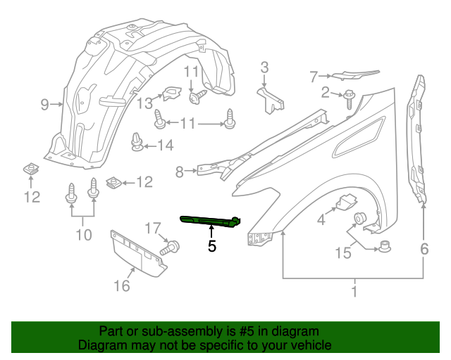 New Genuine Nissan / Infiniti Stay-Front Fender,Rh 631801LA0A OEM