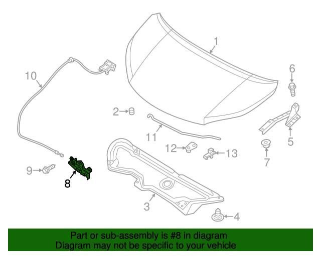 Genuine Nissan Male Hood Lock OEM 656013LM2C