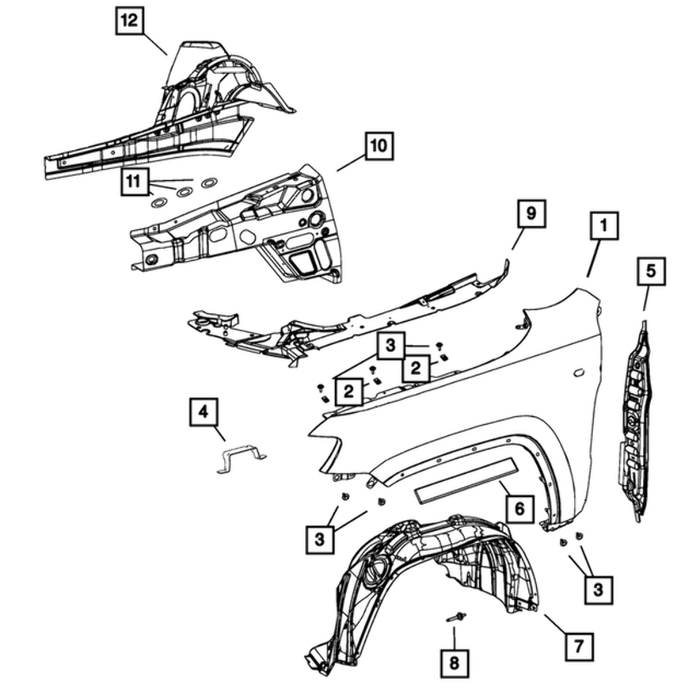 New Genuine Mopar Bracket Fender Front Carrier Mounti OE 68036265AA