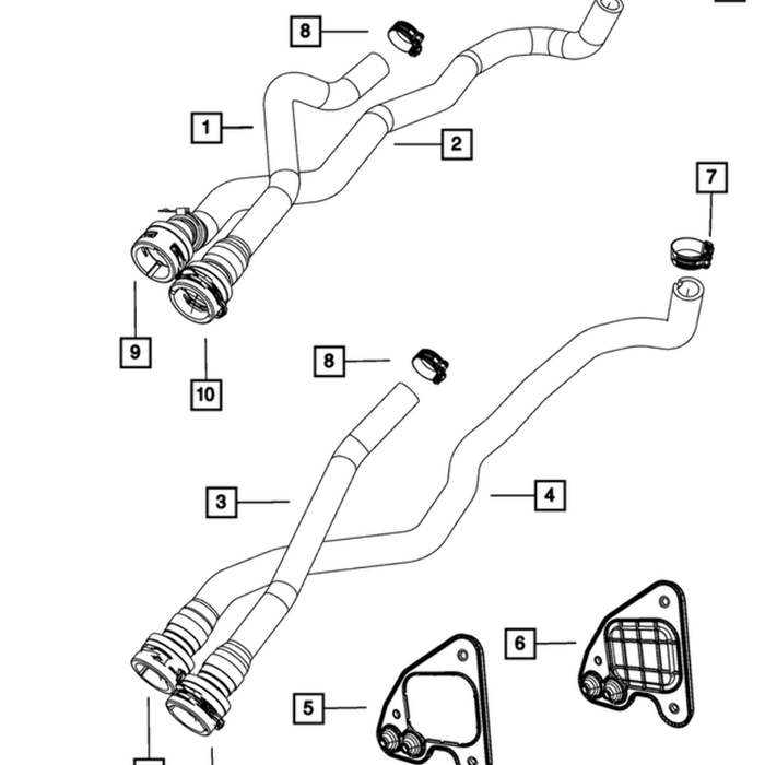 New Genuine Mopar Hose Heater Return 2012-2017 OE 68073476AB