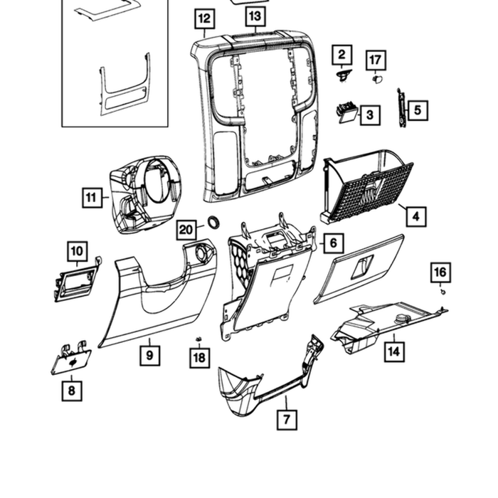 New Genuine Mopar Bumper Glove Box Door 2013-2022 OE 68196665AA