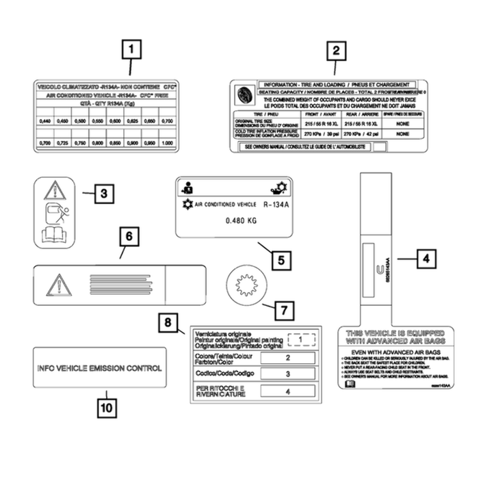 New Genuine Mopar Label Tire Information 2020-2022 OE 68454812AA