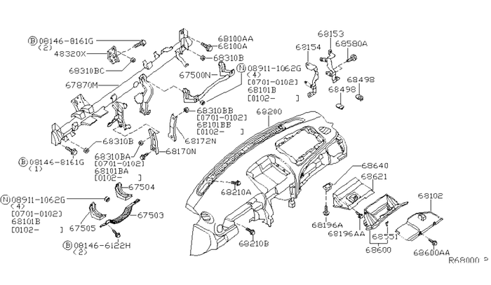 New Genuine Nissan Sentra Glove Box Assembly (2000-2006) OE 685005M004