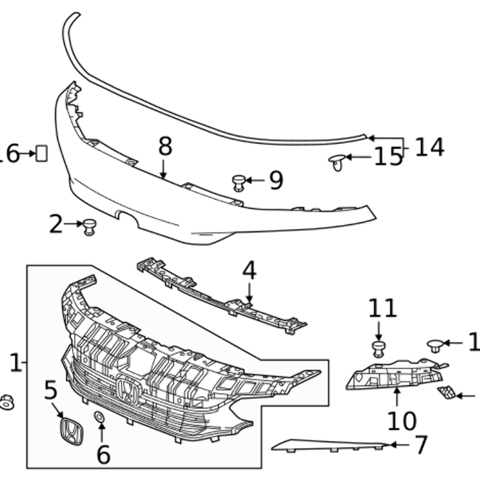 New Genuine Honda Front Grille Spacer Garnish Left (2022-2024) OE 71237T20A00
