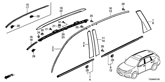 Genuine Acura MDX Front Door Belt Molding Driver Left (2019-2020) OE 72450TYSA01