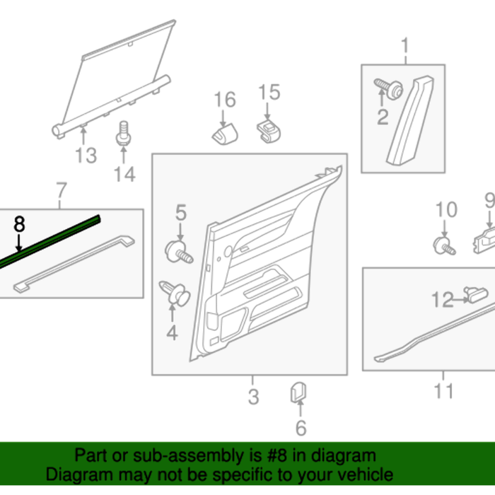 New Genuine Honda Odyssey Left Inner Sliding Door Weatherstrip OE 72875TK8A01