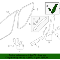 Genuine Nissan Rogue Center Pillar Garnish Upper Left (2017-2019) OE 769146MA0A