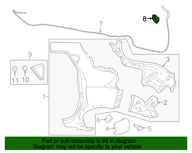 New Genuine Nissan Lock Fuel Fillr 78827ED00B / 78827-ED00B OEM
