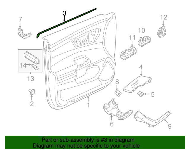 New Genuine Nissan Seal Assy-Front Door Inside Lh OE 808353TA0A