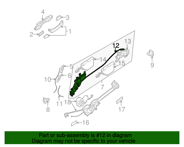 New Genuine Nissan Cable Assy-Outside Handle OE 825305Z000