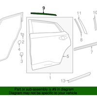 New Genuine Nissan Tape-Rear Door Sash,Rear Lhh 828195AA1A / 82819-5AA1A OEM