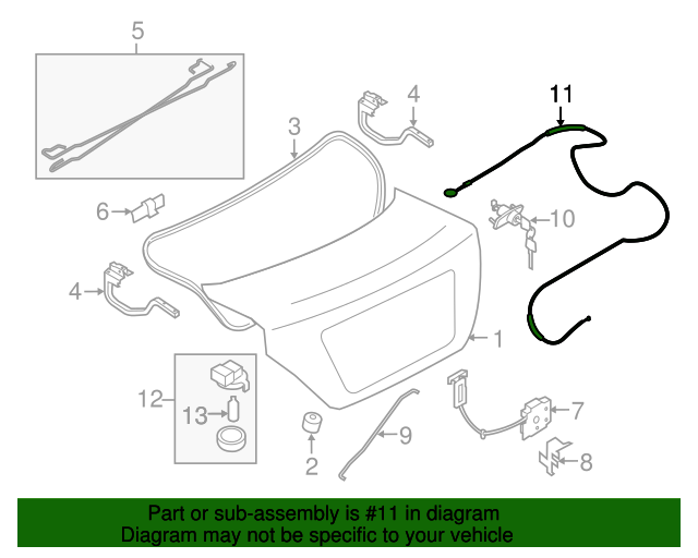 New Genuine Nissan Cable Trunk Lid 846523BA0A / 84652-3BA0A OEM