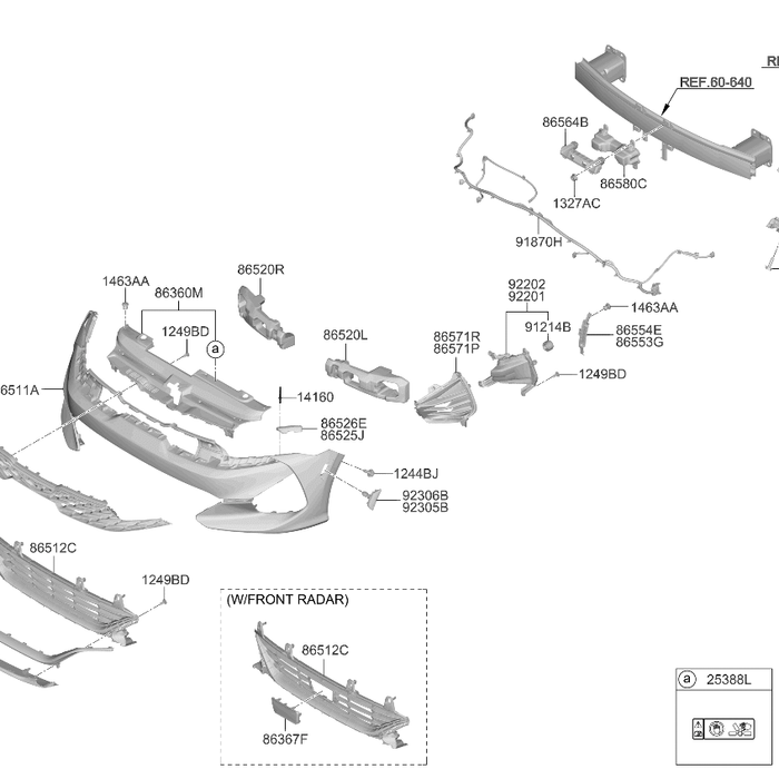 Genuine Hyundai Sonata Front Bumper Absorber Energy Right (2021-2022) 86524L0300