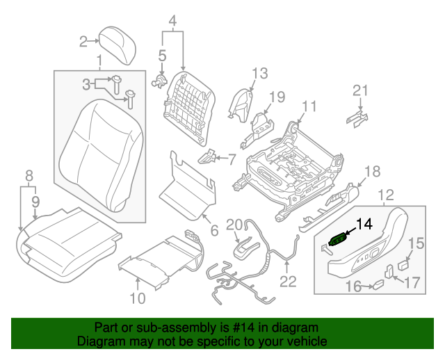 New Genuine Nissan Switch Assy-Front Seat 87016JM00A / 87016-JM00A OEM