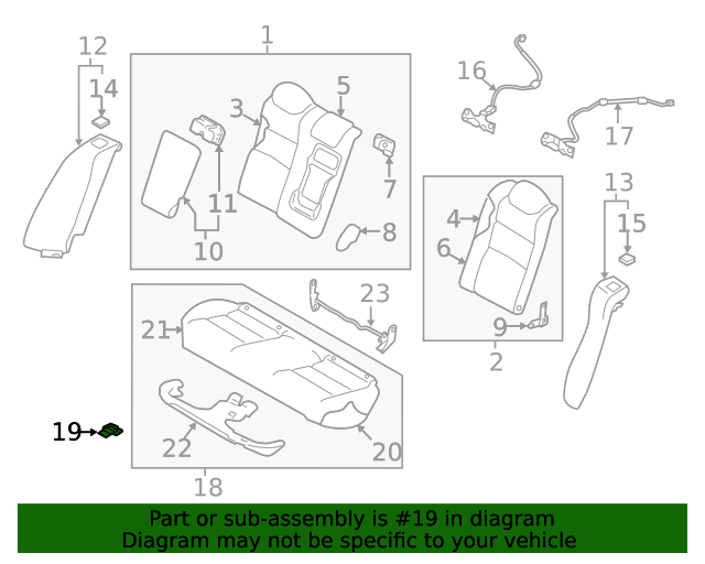 New Genuine Nissan Hook-Cushion, Rear Seat OE 883040M001