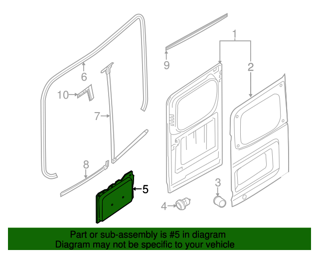 New Genuine Nissan NV Rear Door Window Screen Back (2012-2019) OE 908611PA1A