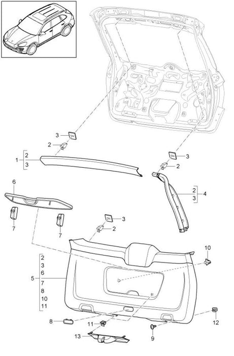 New Genuine Porsche Cayenne Rear Lock Cover Covering Trim OE 95855552001DE1