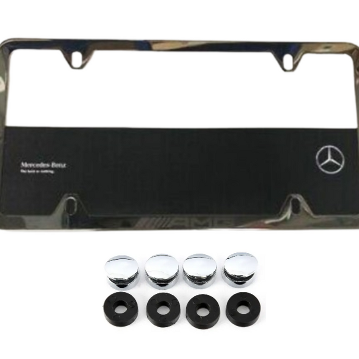New Genuine Mercedes-Benz License Plate Frame Polished AMG Slim Line OE Q6880137